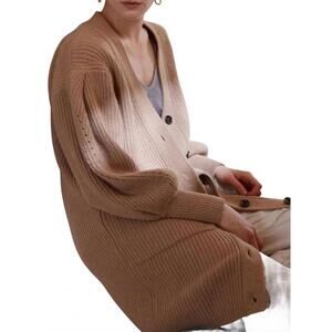 NEW W. CASHMERE evan puff sleeve cardigan in sand